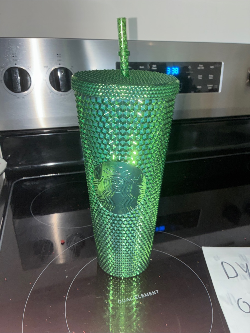 Starbucks Metallic Green Studded Cold Cup with Straw